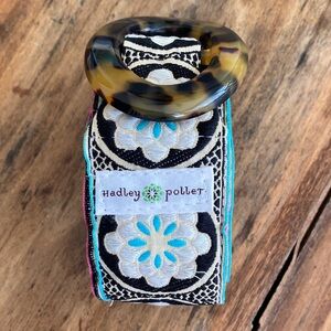 Hadley Poller Floral Embroidered Belt with Tortoiseshell Resin Ring